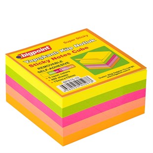 Bigpoint 75x75mm Yapışkanlı Not Kağıdı Neon 5 Renk 815-10