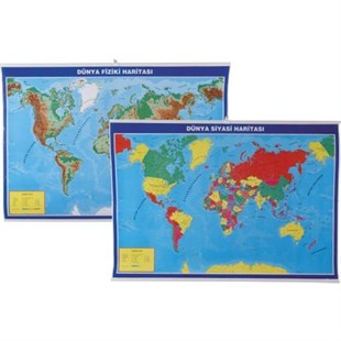 Gülpaş Fiziki ve Siyasi Dünya Haritası Çift Taraflı 70x100