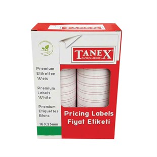 Tanex  16x23 mm Çizgisiz Beyaz Fiyat Etiketi   1 Rulo 1000 Adet